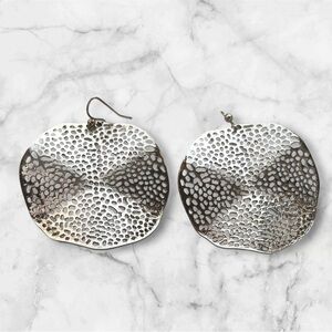 Silver Textured Statement Drop Earrings